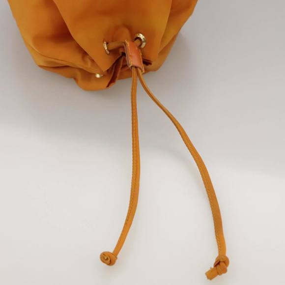 PRADA Purse Pouch Nylon Orange Gold Auth ki5232 - Picture 7 of 16